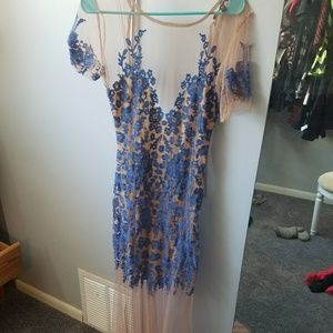 For love and lemons maxi flower dress in blue